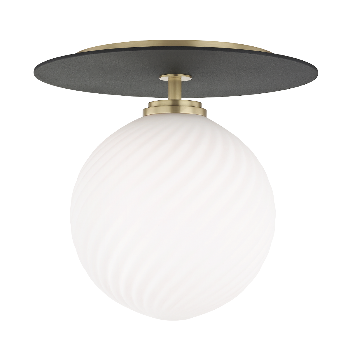 Ellis Semi Flush in Aged Brass/black Finish