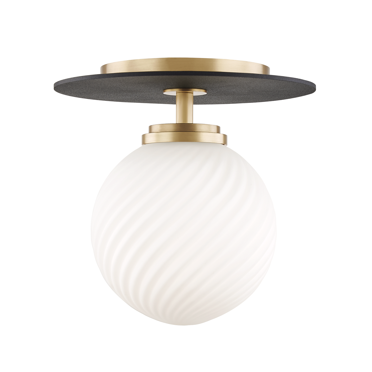Ellis Semi Flush in Aged Brass/black Finish