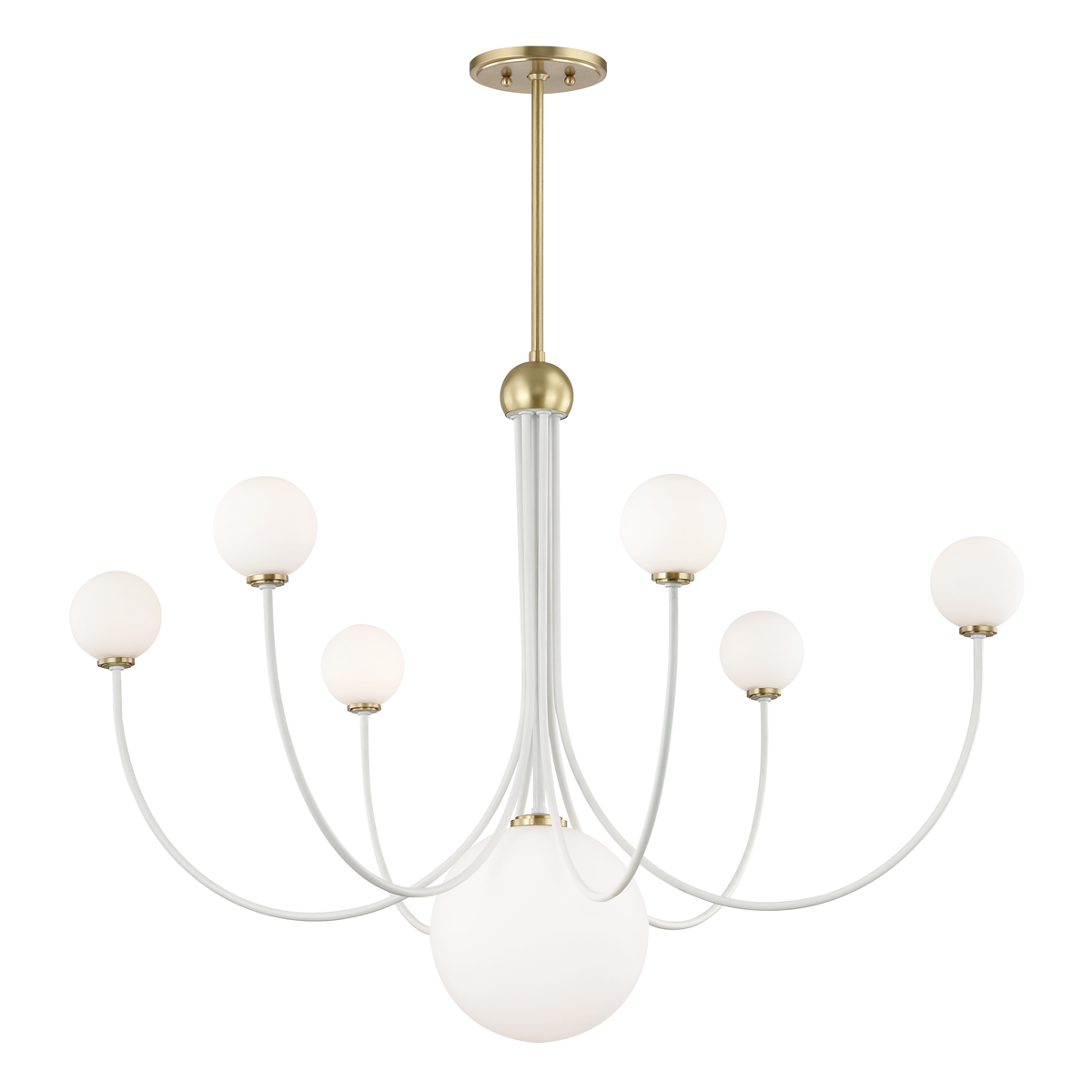 Coco Chandelier in Aged Brass/soft Off White Finish