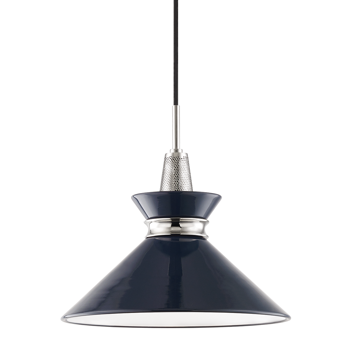 Kiki Pendant in Polished Nickel/navy Finish