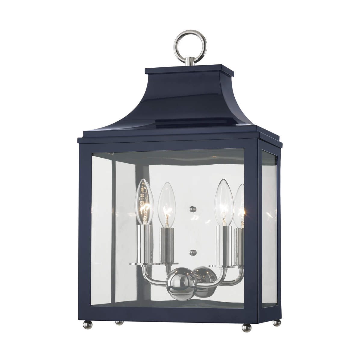 Leigh Wall Sconce in Polished Nickel/navy Finish