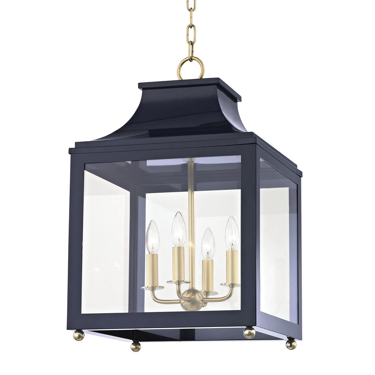 Leigh Lantern in Aged Brass/navy Finish