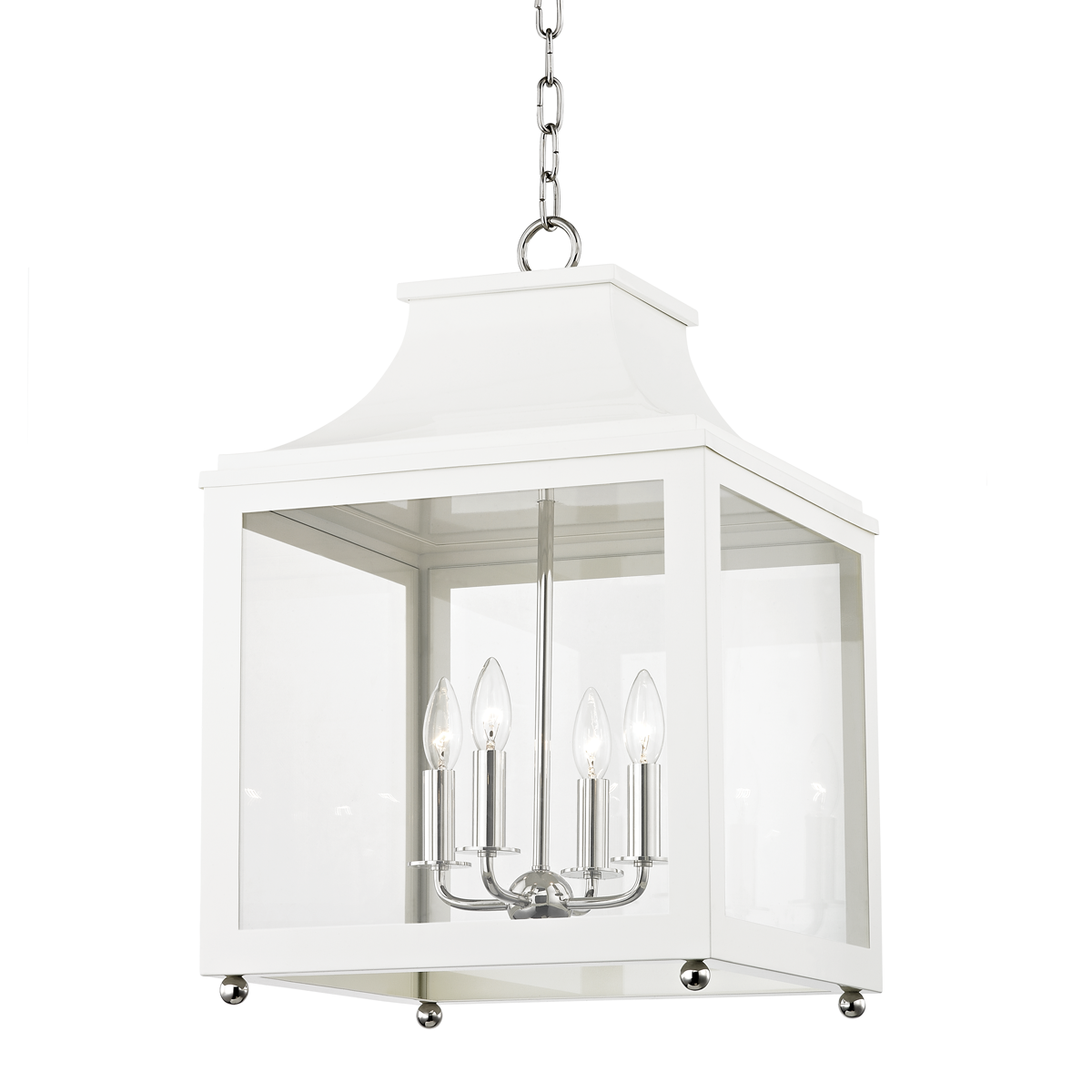 Leigh Lantern in Polished Nickel/white Finish