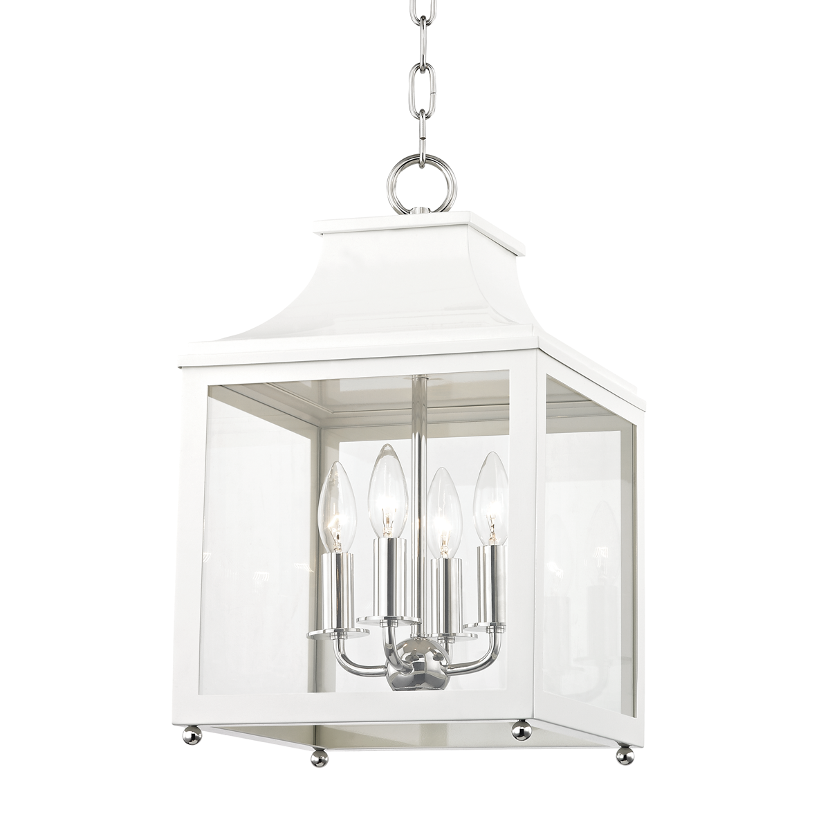 Leigh Lantern in Polished Nickel/white Finish