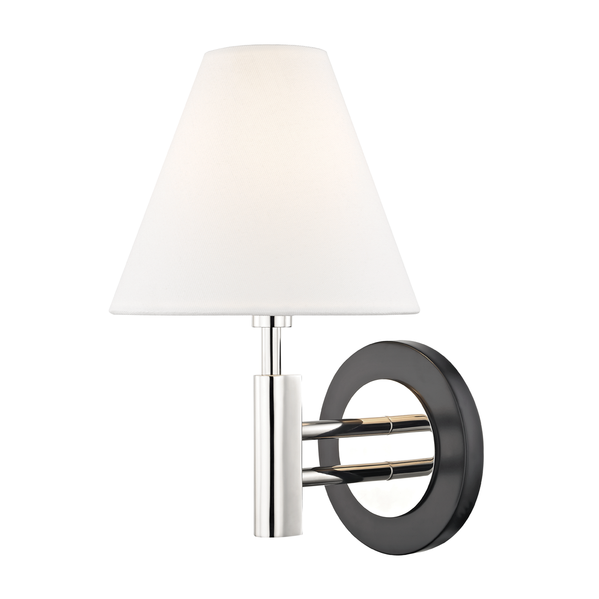 Robbie Wall Sconce in Polished Nickel/black Finish