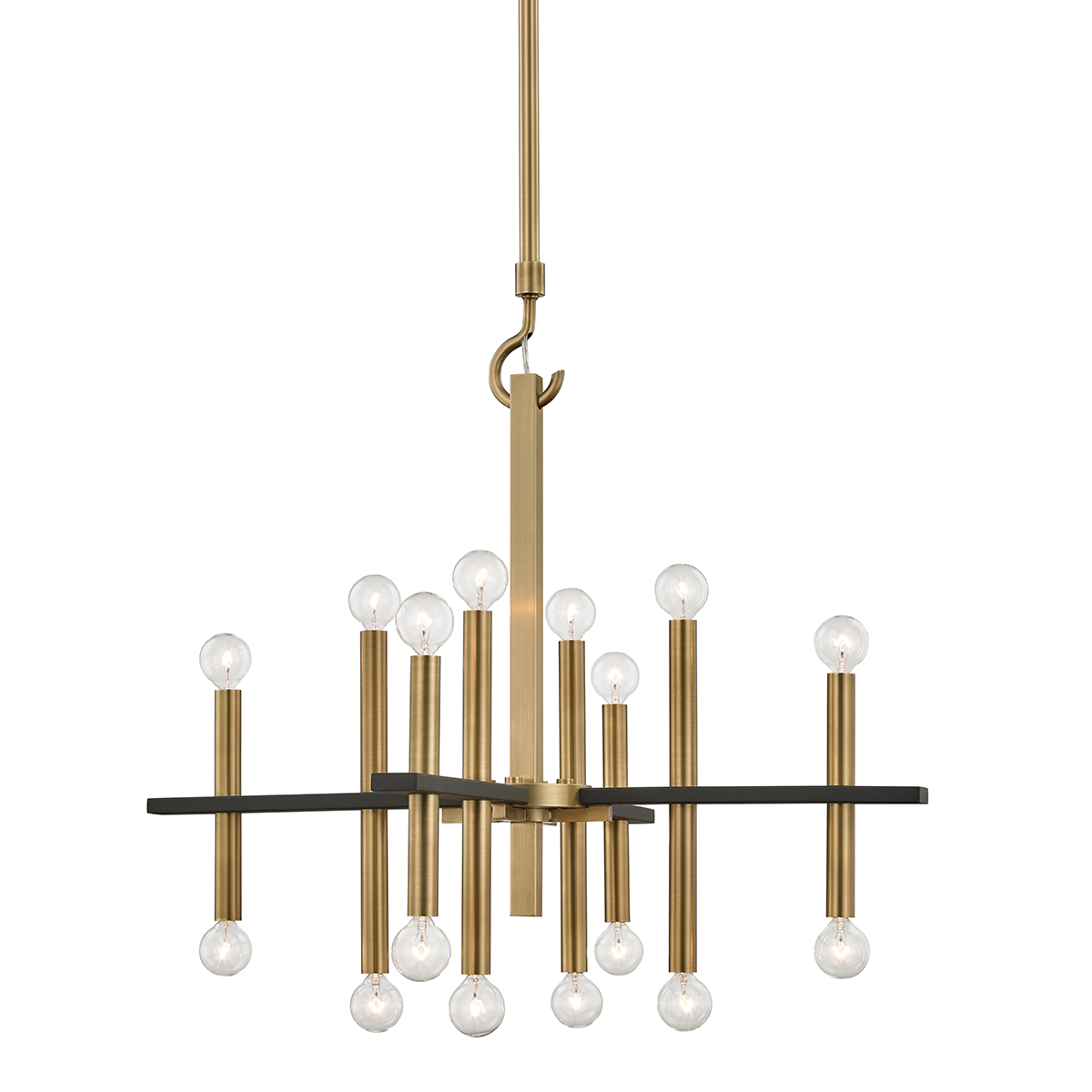 Colette Chandelier in Aged Brass/black Finish