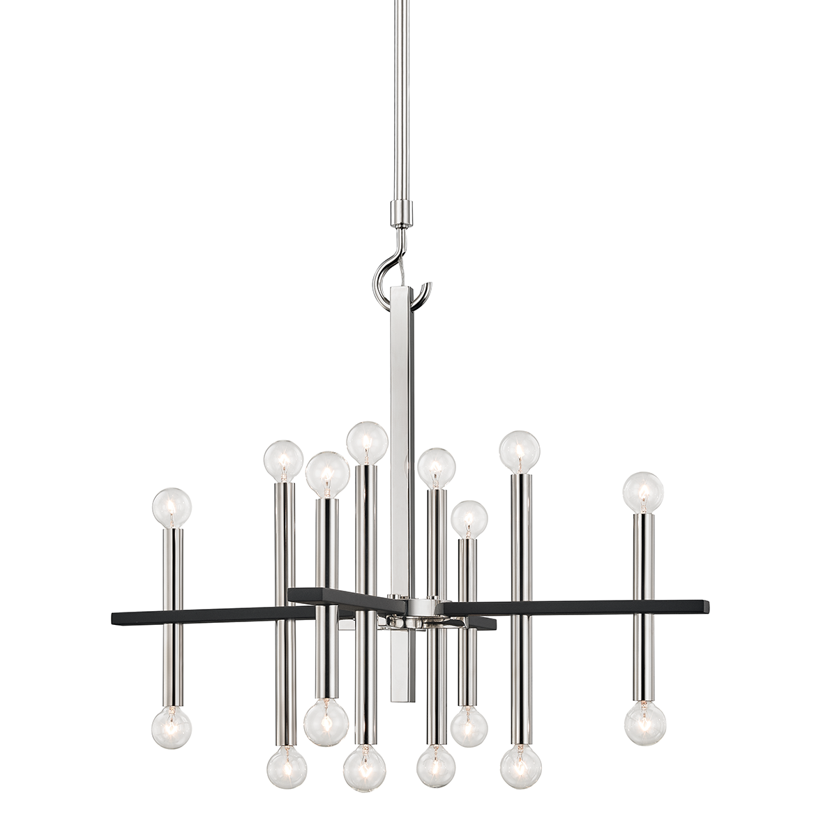 Colette Chandelier in Polished Nickel/black Finish