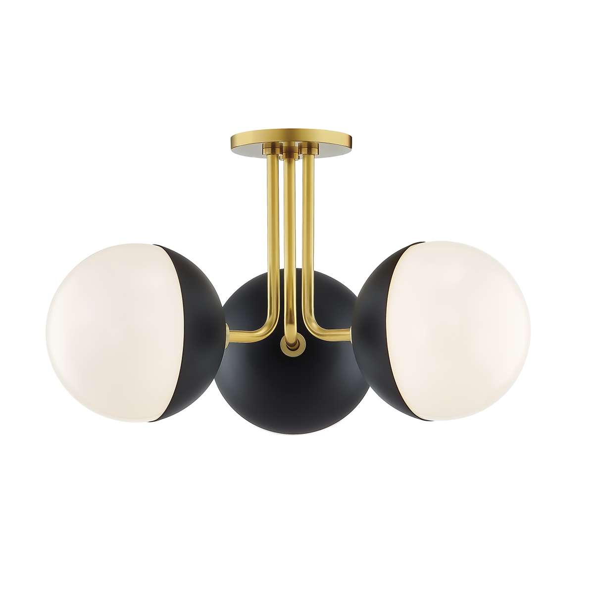 Renee Semi Flush in Aged Brass/black Finish
