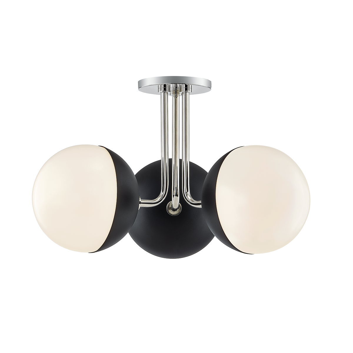 Renee Semi Flush in Polished Nickel/black Finish
