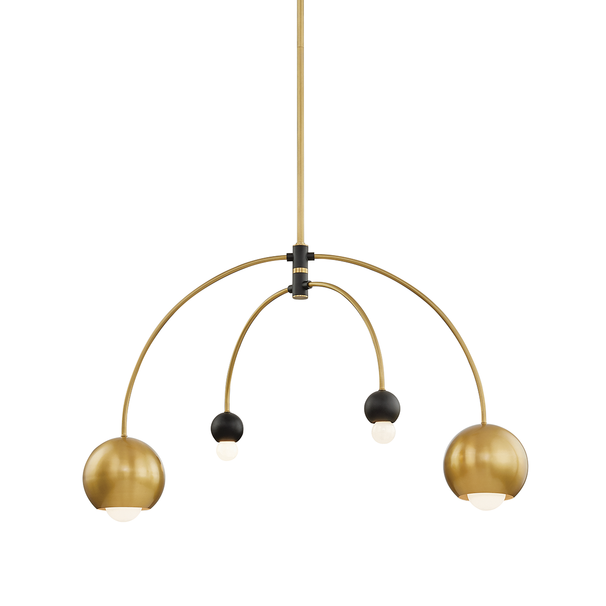 Willow Chandelier in Aged Brass/black Finish