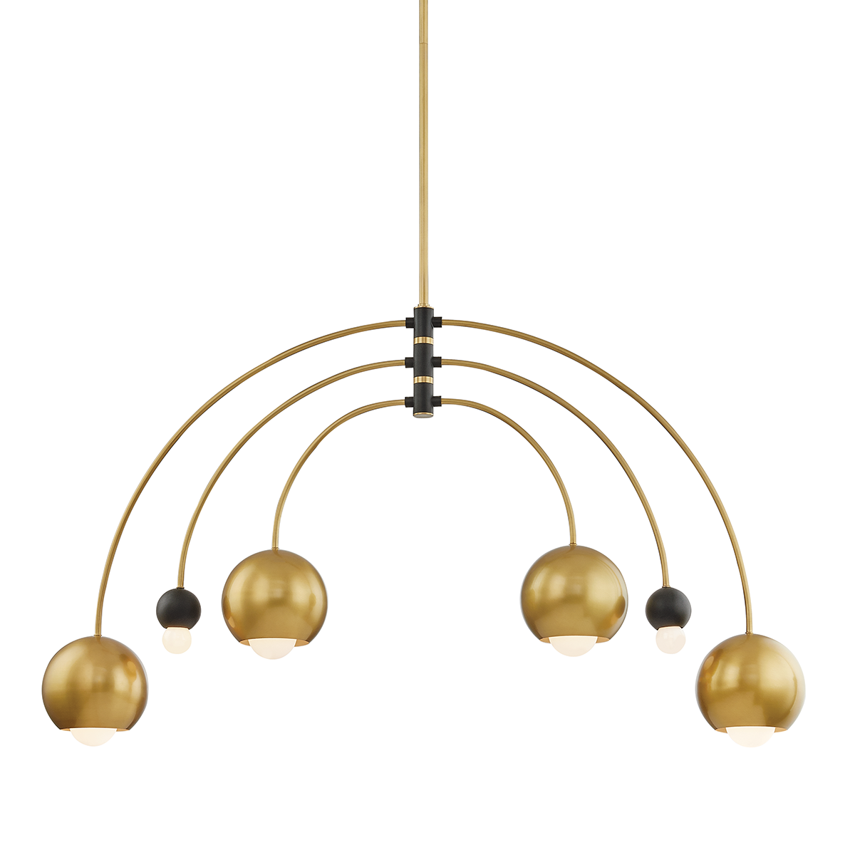 Willow Chandelier in Aged Brass/black Finish