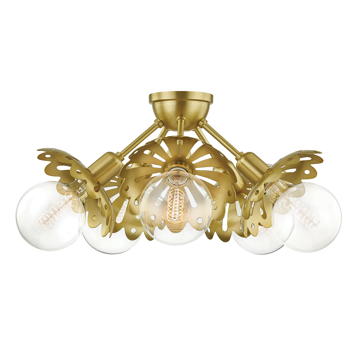 Alyssa Semi Flush in Aged Brass Finish