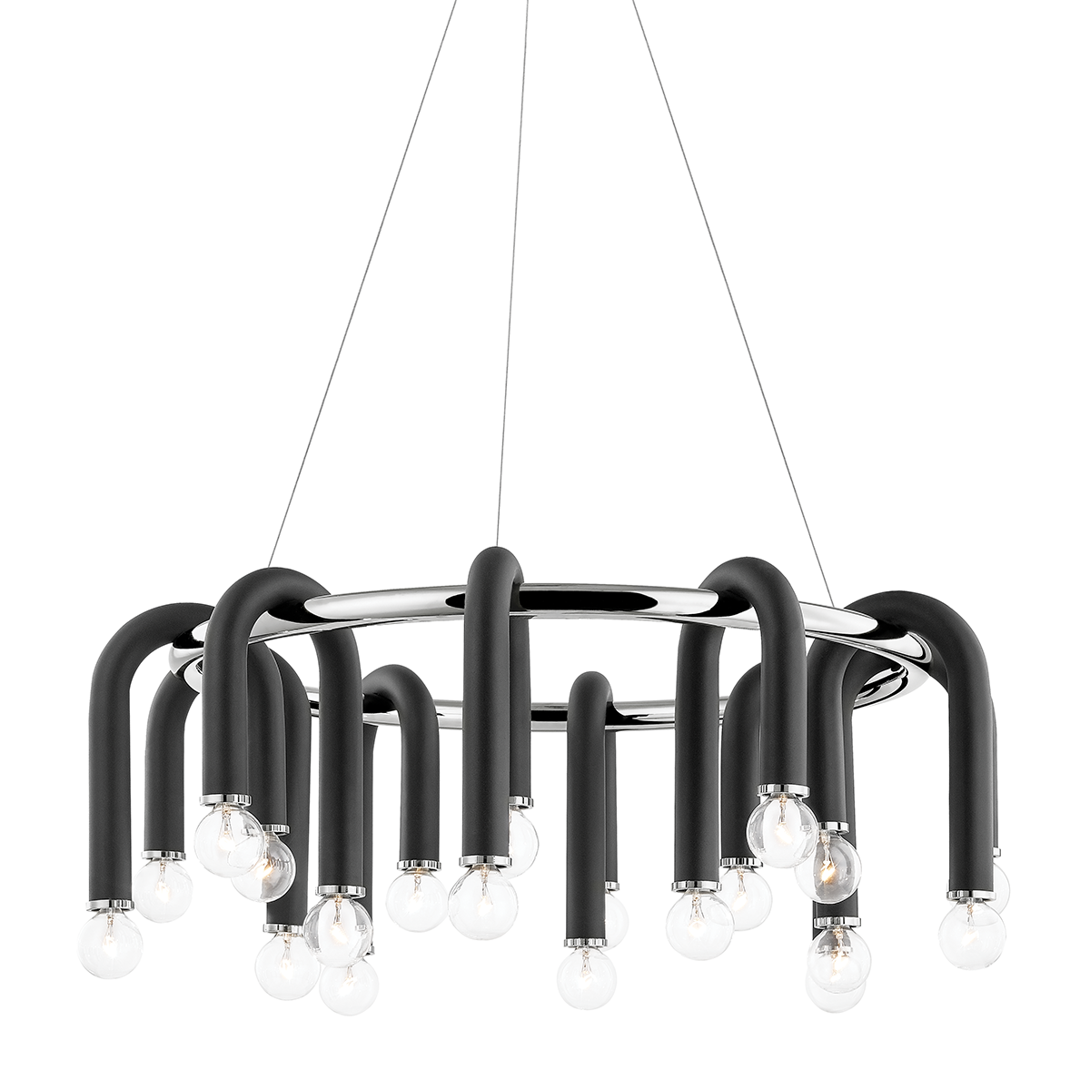 Whit Chandelier in Polished Nickel/black Finish