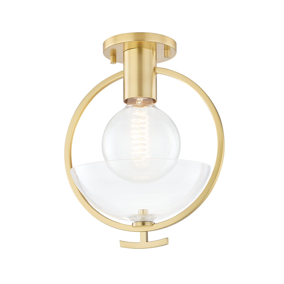 Ringo Semi Flush in Aged Brass Finish