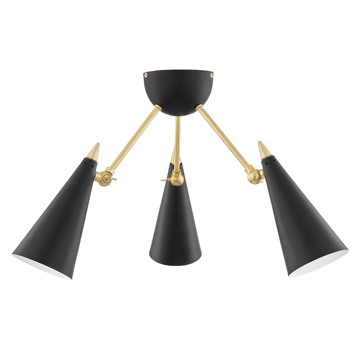 Moxie Semi Flush in Aged Brass/black Finish