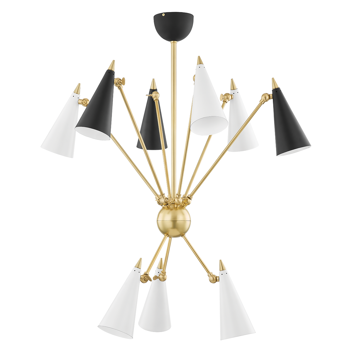 Moxie Chandelier in Aged Brass/black/white Combo Finish