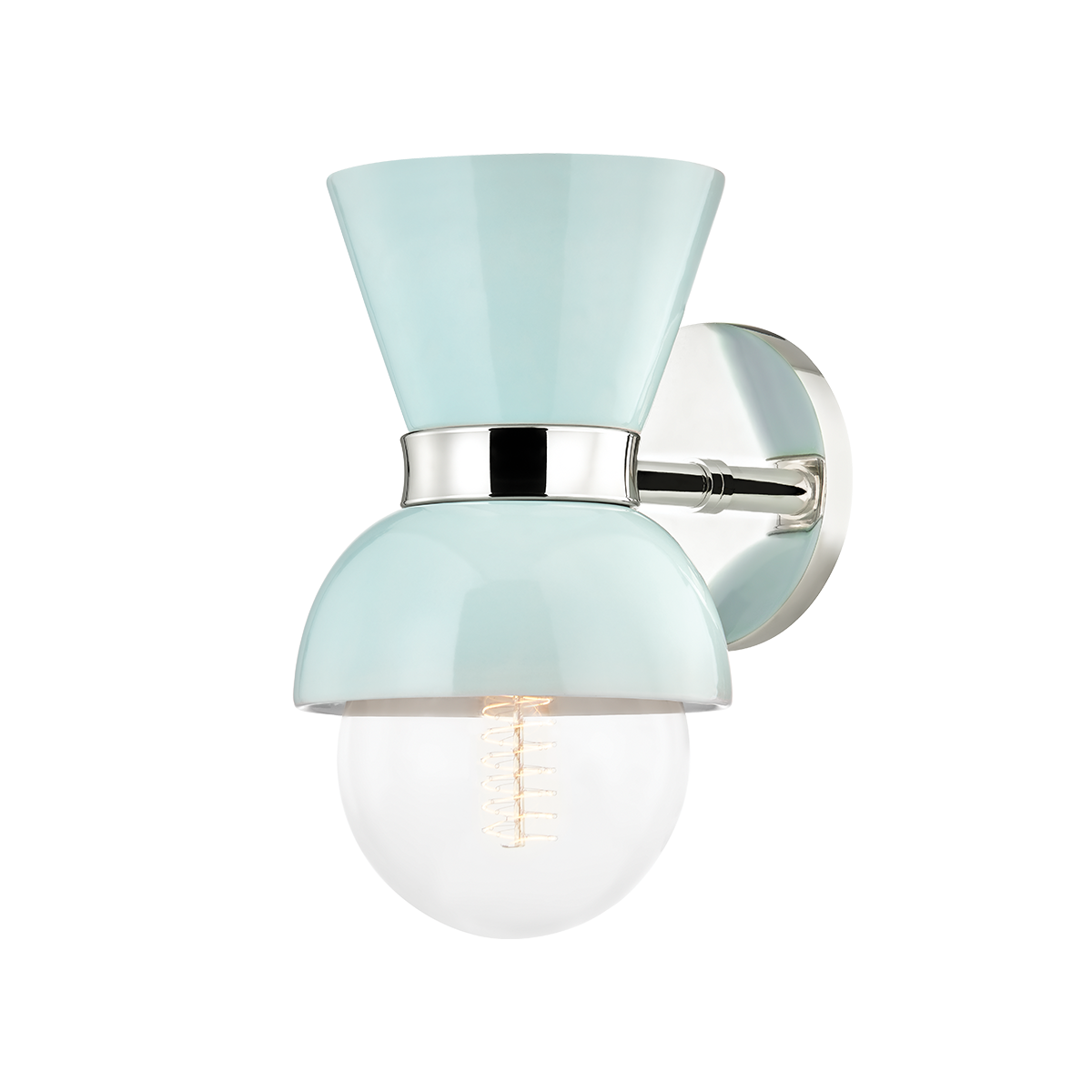 Gillian Wall Sconce in POLISHED NICKEL/CERAMIC GLOSS ROBINS EGG BLUE Finish