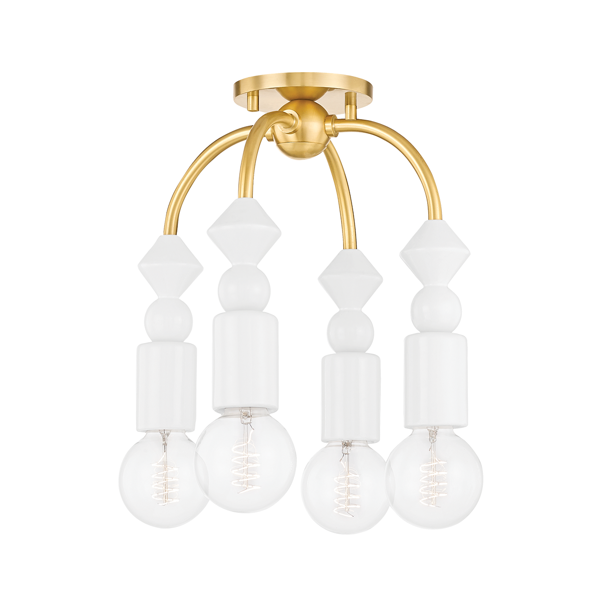 Flora Semi Flush in Aged Brass Finish