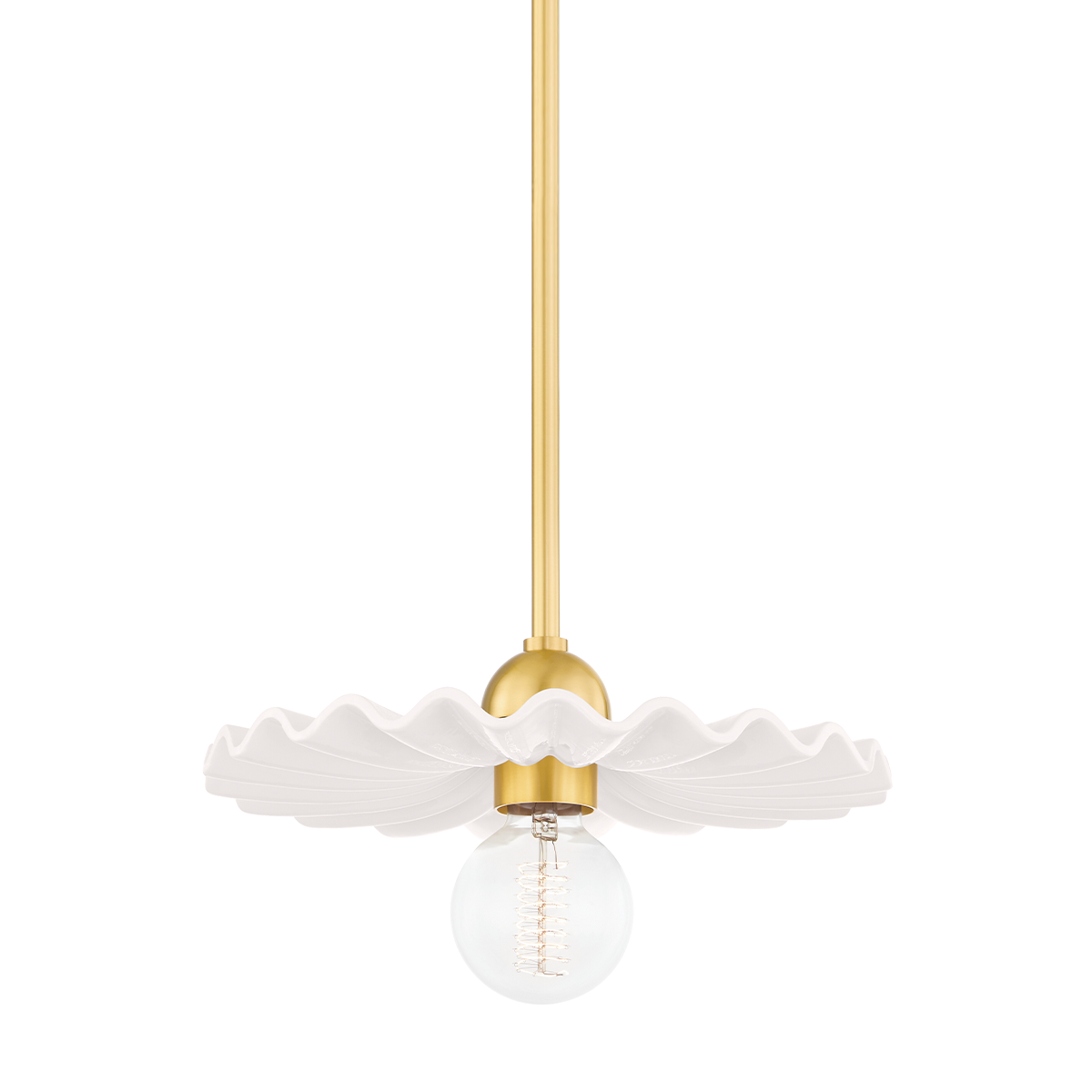 Tinsley Pendant in AGED BRASS/CERAMIC GLOSS CREAM Finish