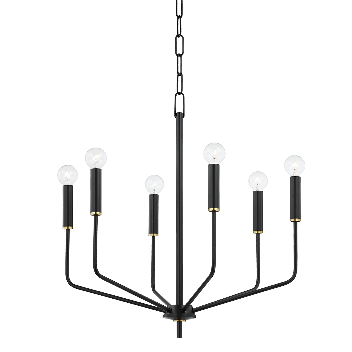 Bailey Chandelier in Aged Brass/soft Black Finish