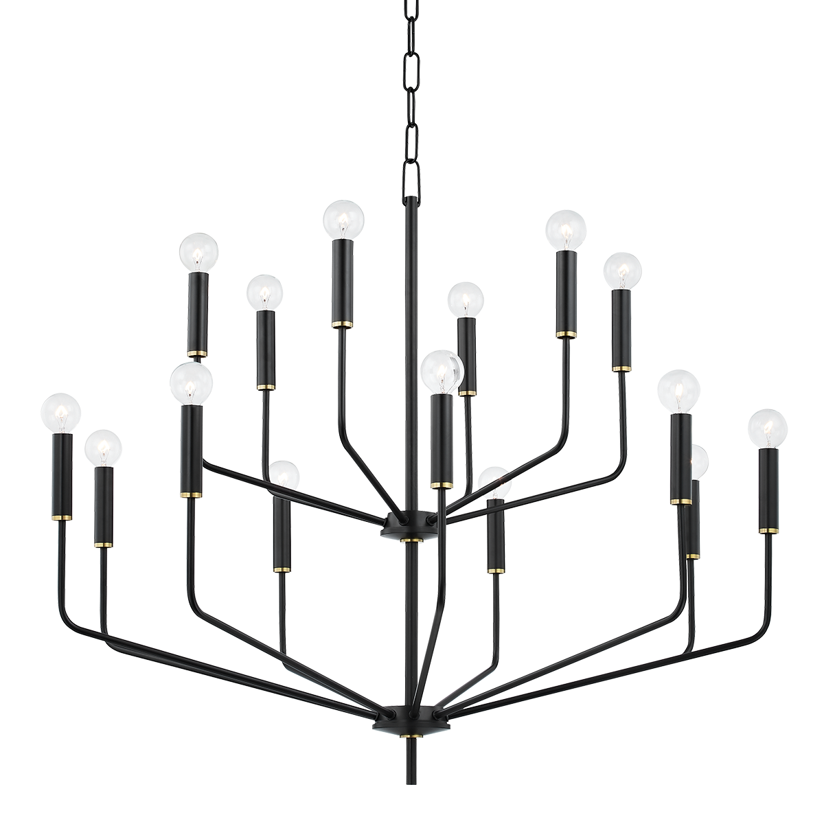 Bailey Chandelier in Aged Brass/soft Black Finish