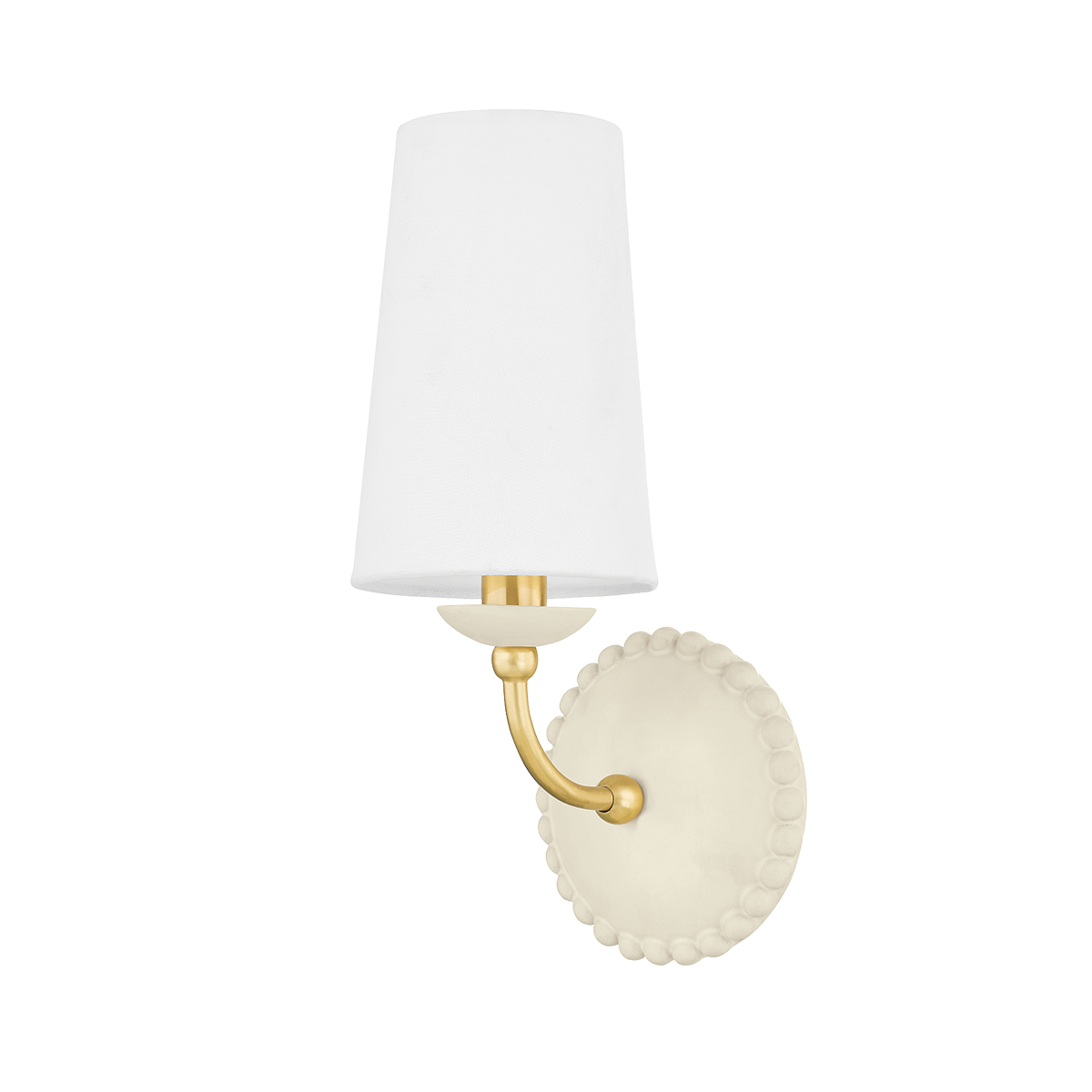 Rhea Wall Sconce in AGED BRASS/CERAMIC ANTIQUE IVORY Finish