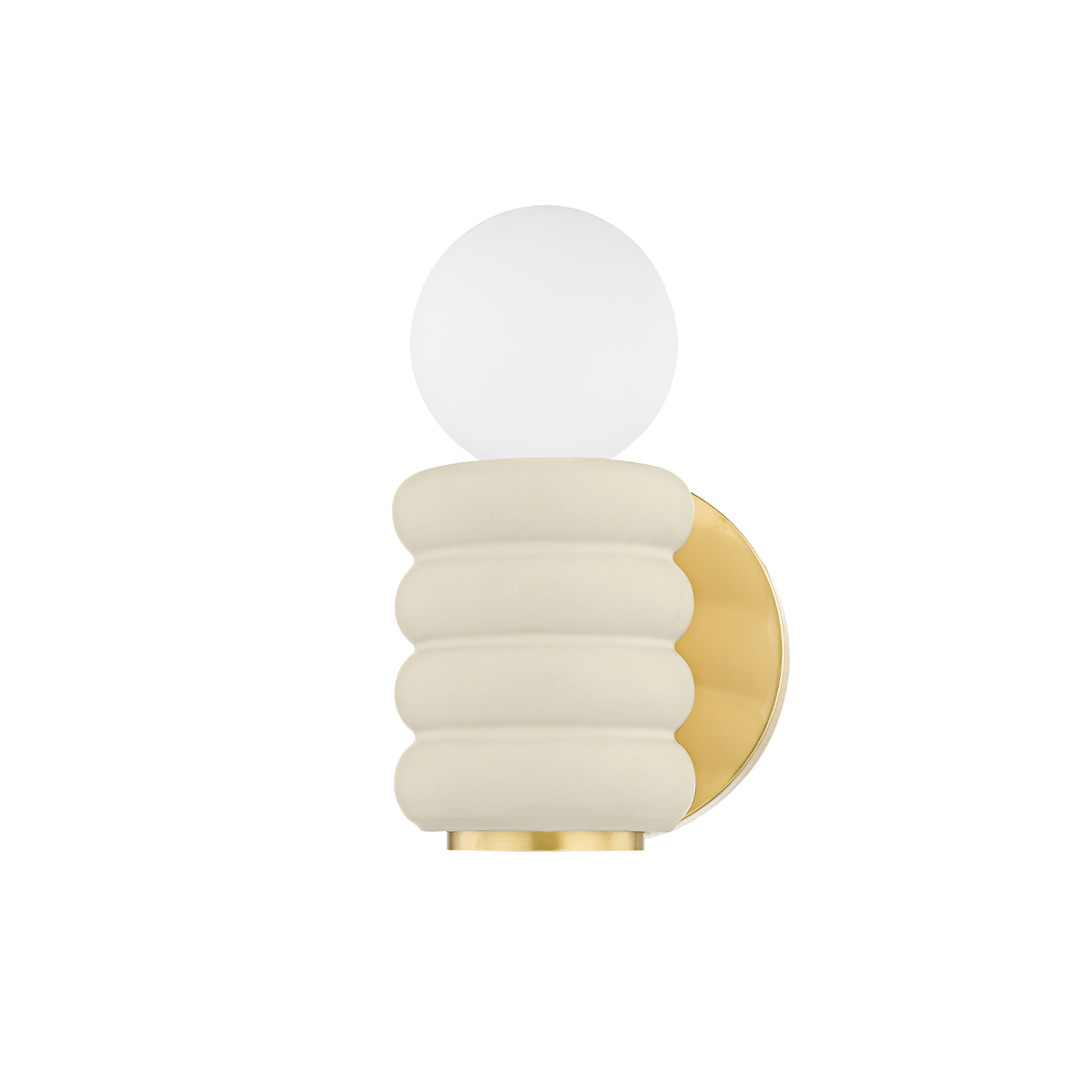 Bibi Wall Sconce in AGED BRASS/CERAMIC ANTIQUE IVORY Finish