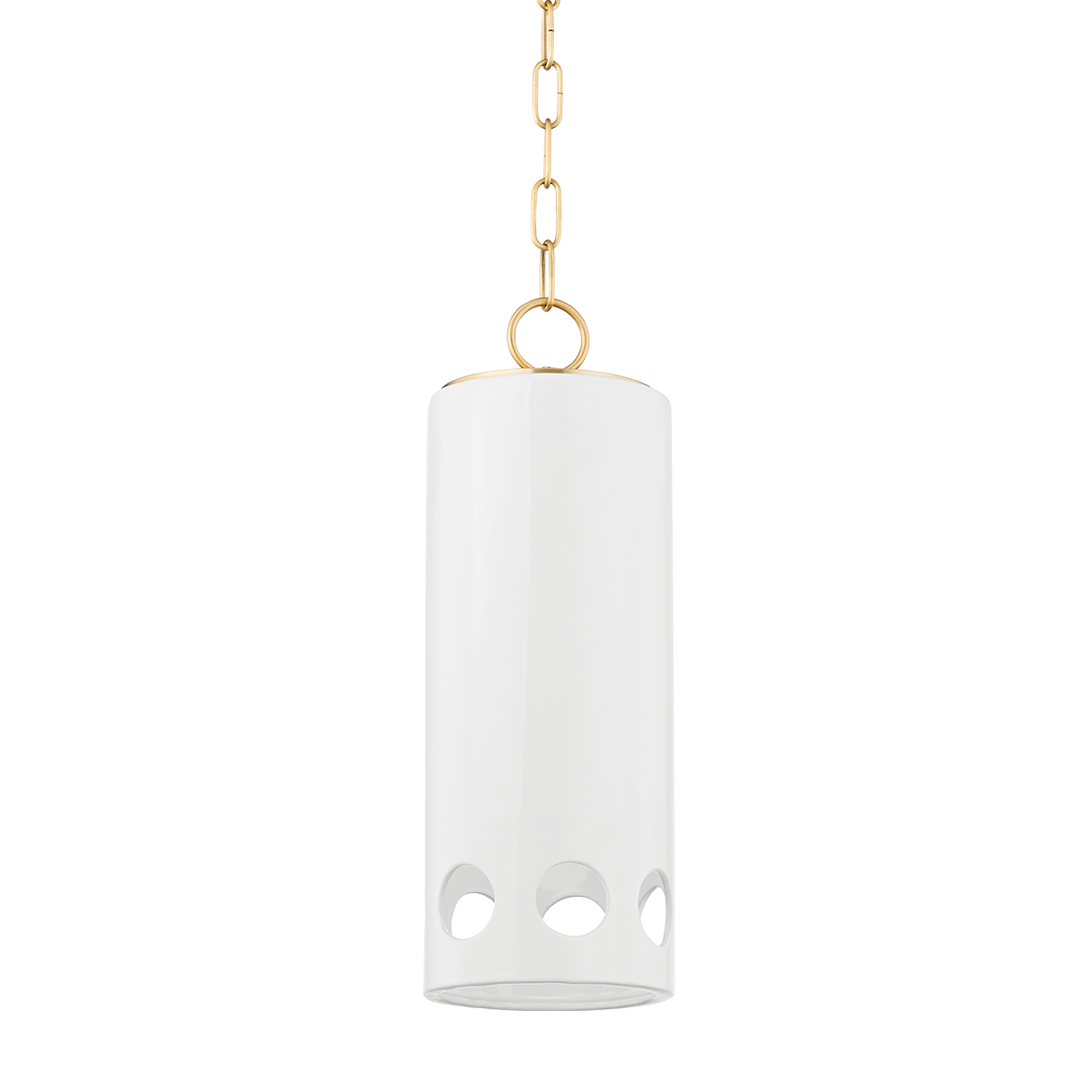 Jean Pendant in AGED BRASS/CERAMIC GLOSS WHITE Finish