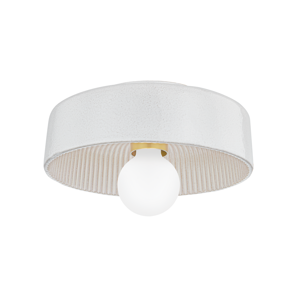 RAY Flush Mount in Aged Brass/ Ceramic Reactive White Finish