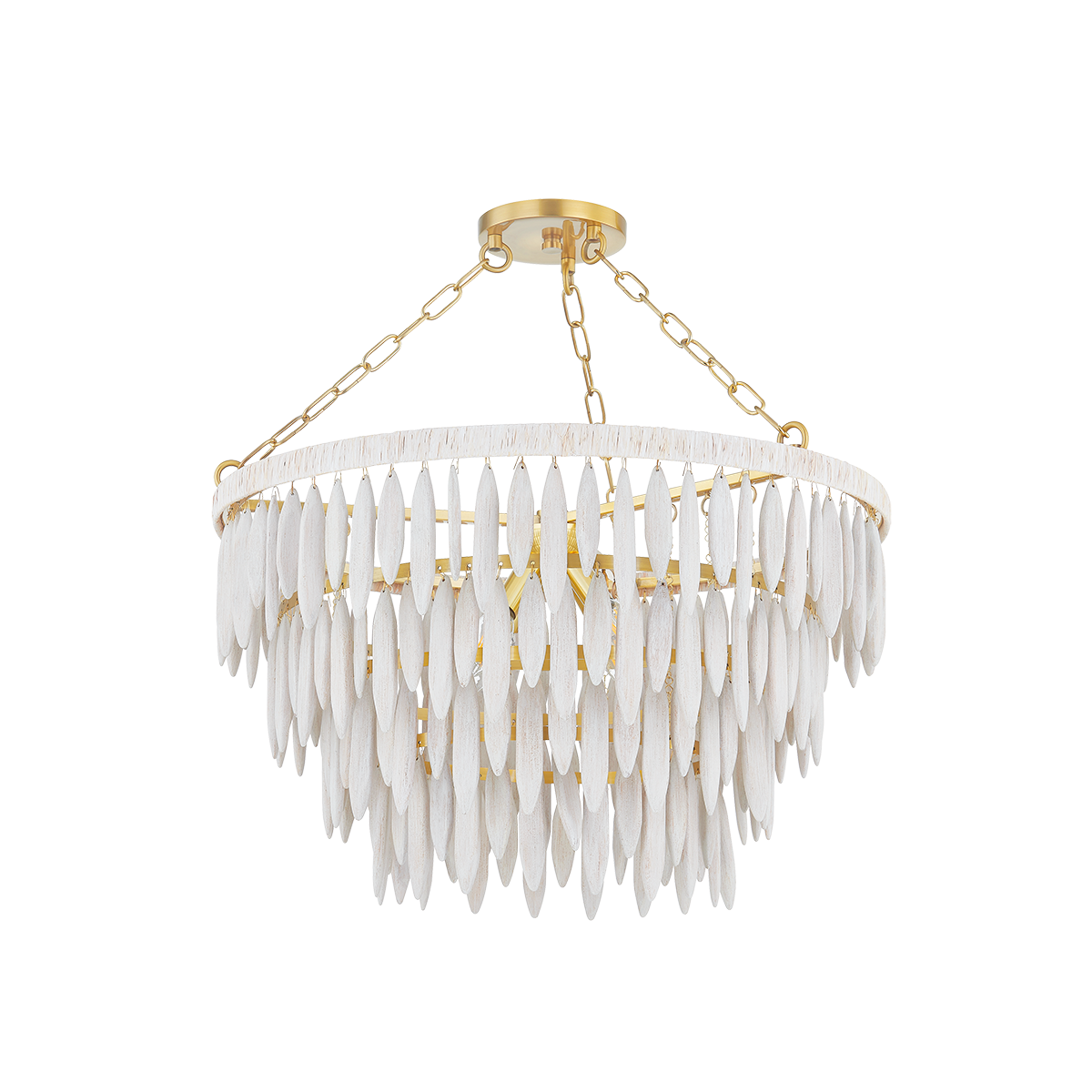 TIFFANY Chandelier in AGED BRASS/TEXTURED CREAM Finish