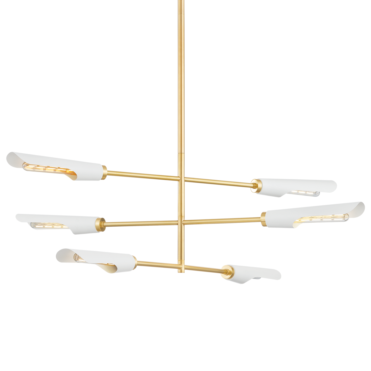 HARPERROSE Chandelier in AGED BRASS/SOFT WHITE Finish