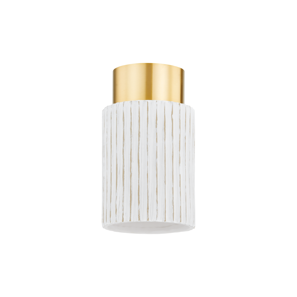CORISSA Flush Mount in Aged Brass/ Ceramic Whitewash Bisque Finish