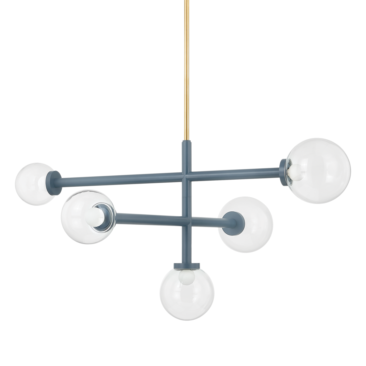 Sia Chandelier in Aged Brass/Slate Blue Finish