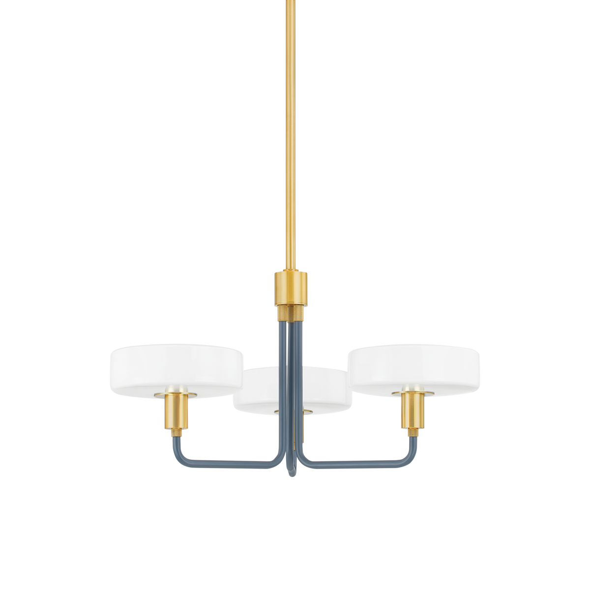 Aston Chandelier in Aged Brass/Slate Blue Finish