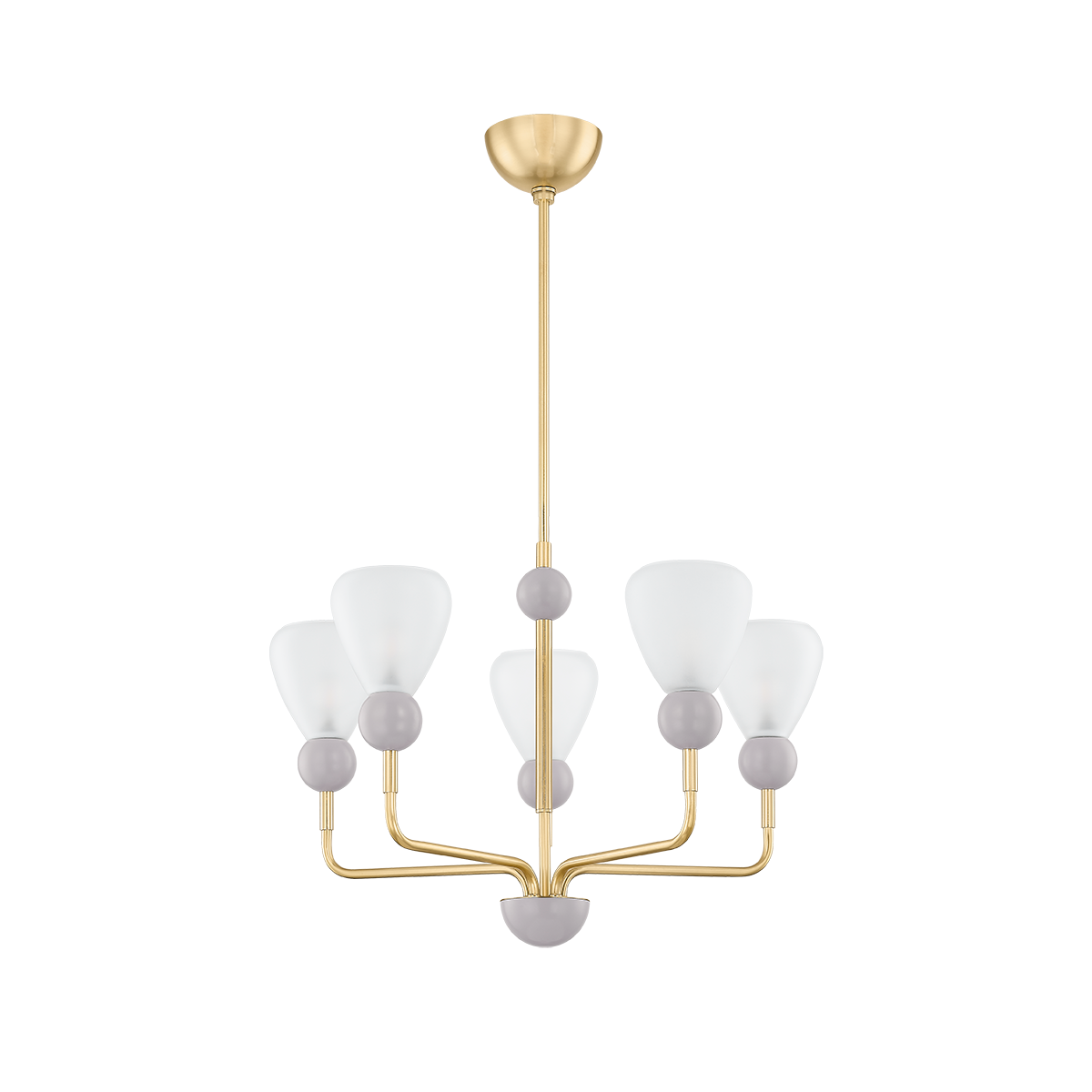 DOREEN CHANDELIER in AGED BRASS/SOFT PEIGNOIR Finish