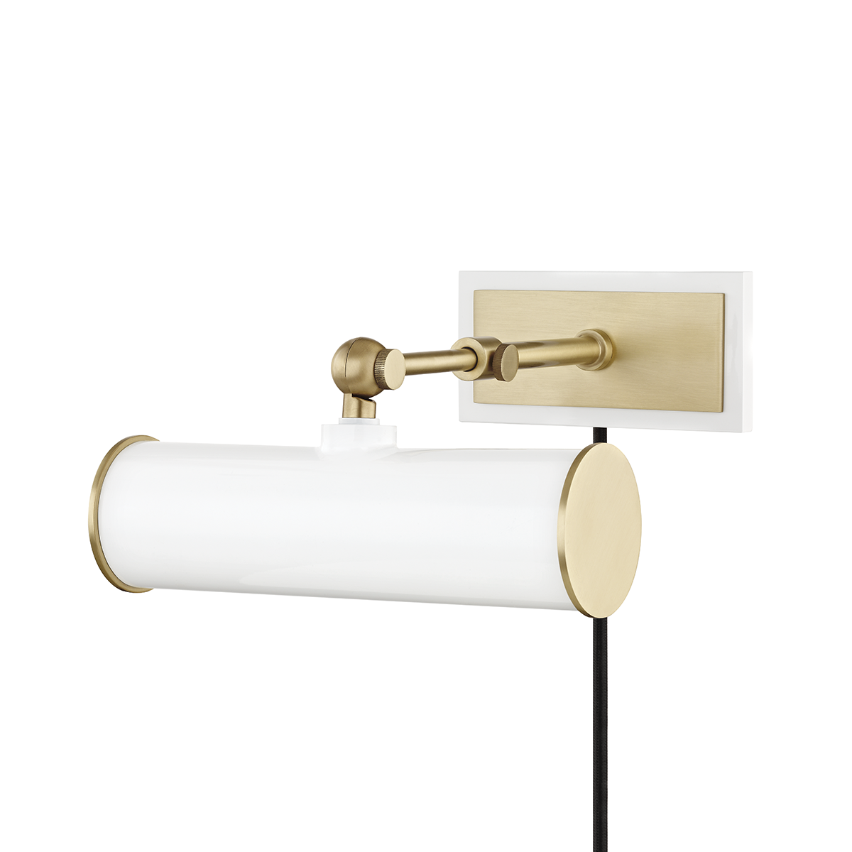 Holly Plug-In Picture Light in Aged Brass/soft Off White Finish