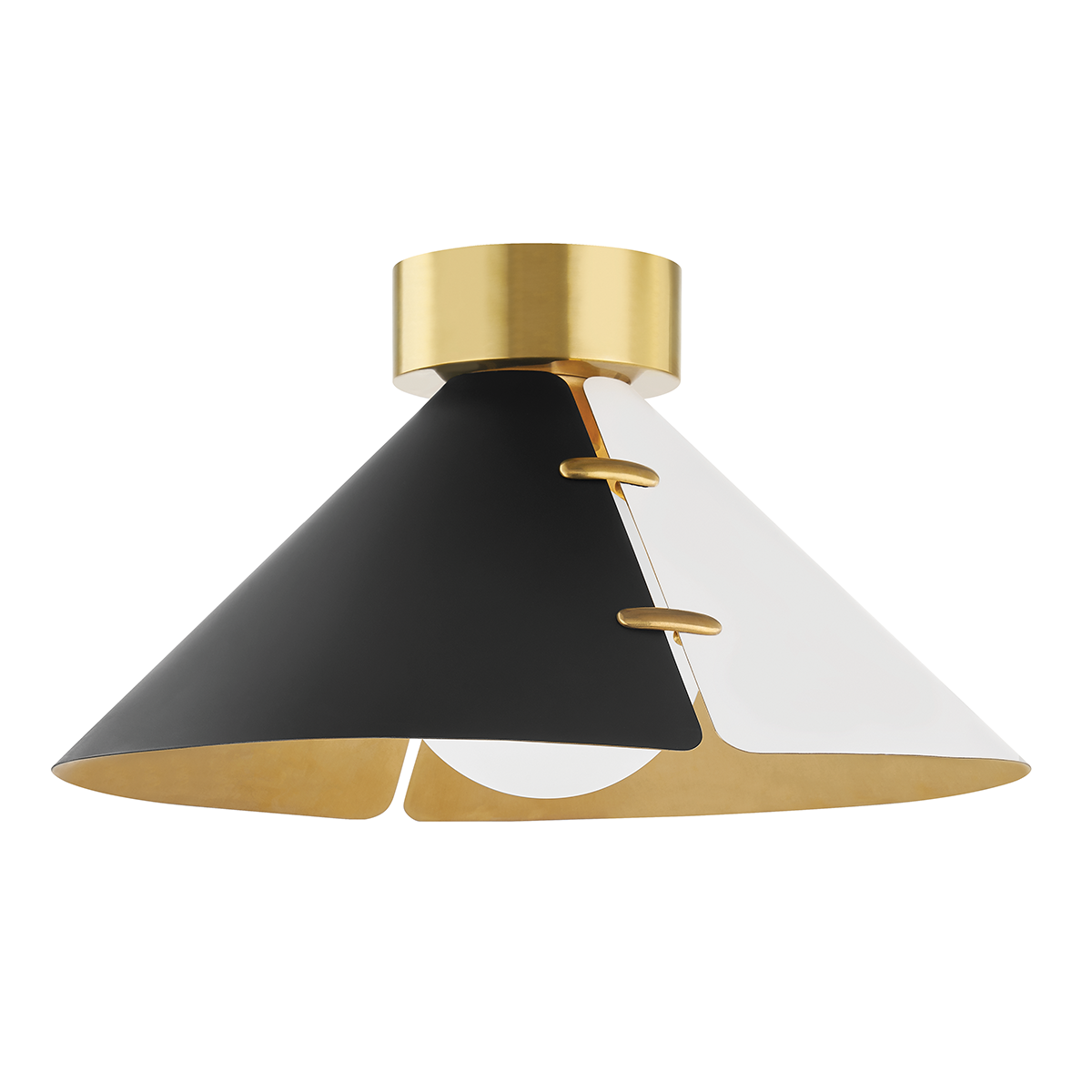 Split Flush Mount with Aged Brass Finish