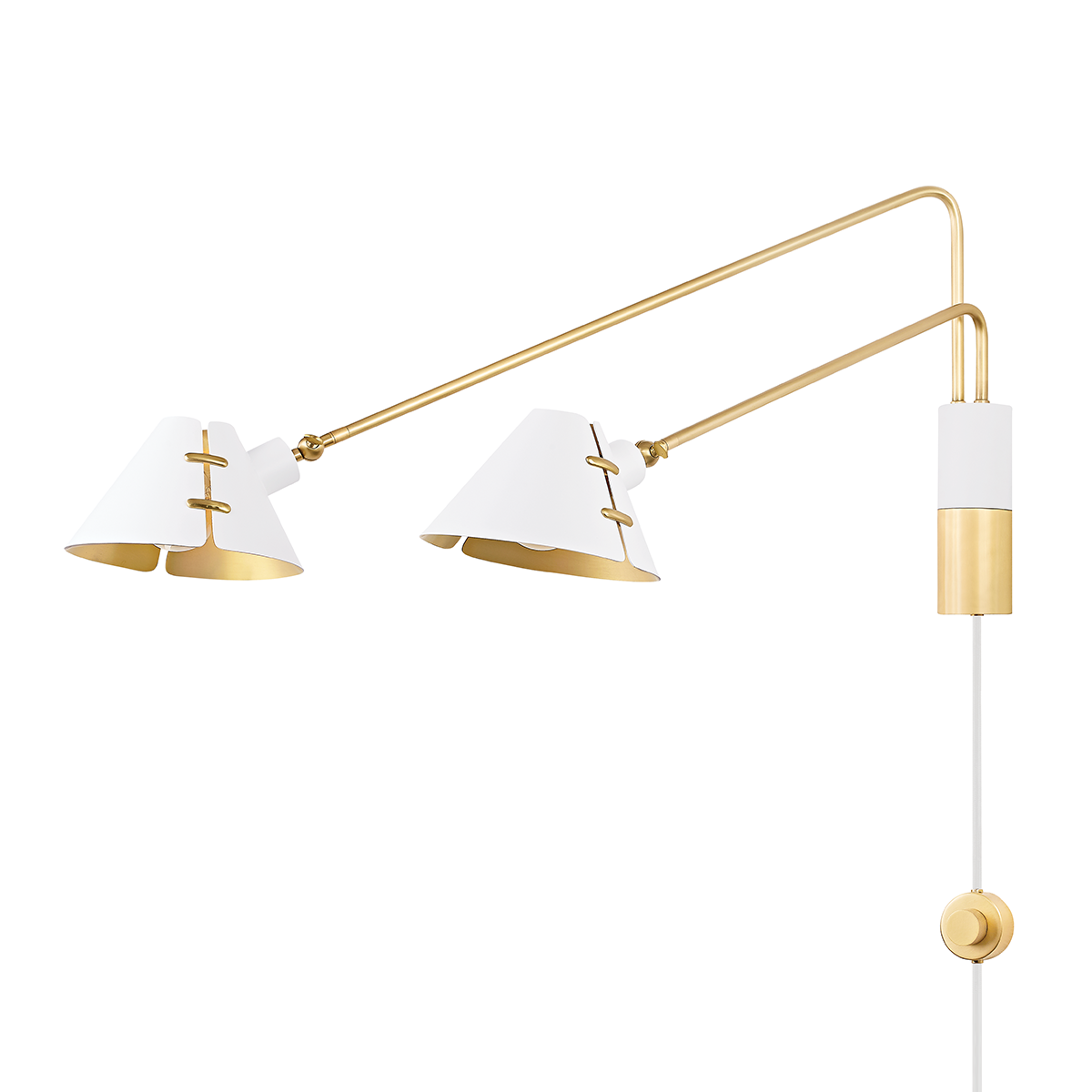 Split Plug-in Sconce with AGED BRASS/SOFT WHITE Finish
