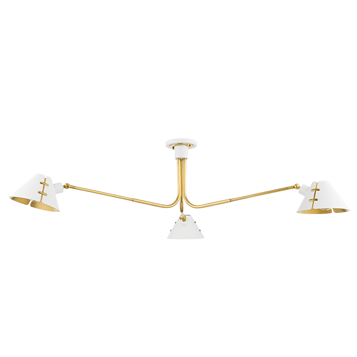 Split Semi Flush with AGED BRASS/SOFT WHITE Finish