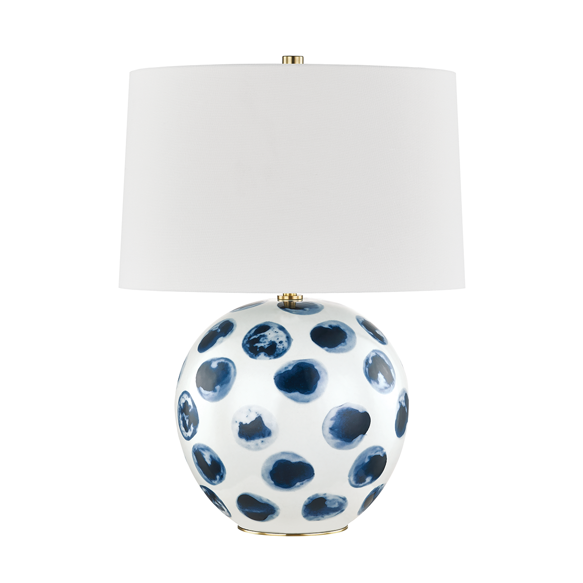 Blue Point Table Lamp with White Bisque/blue Dots Finish