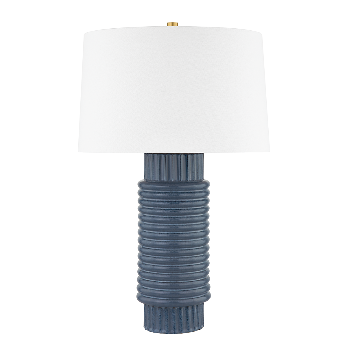 BRODERICK Table Lamp with AGED BRASS/GREY BLUE REACTIVE CERAMIC Finish