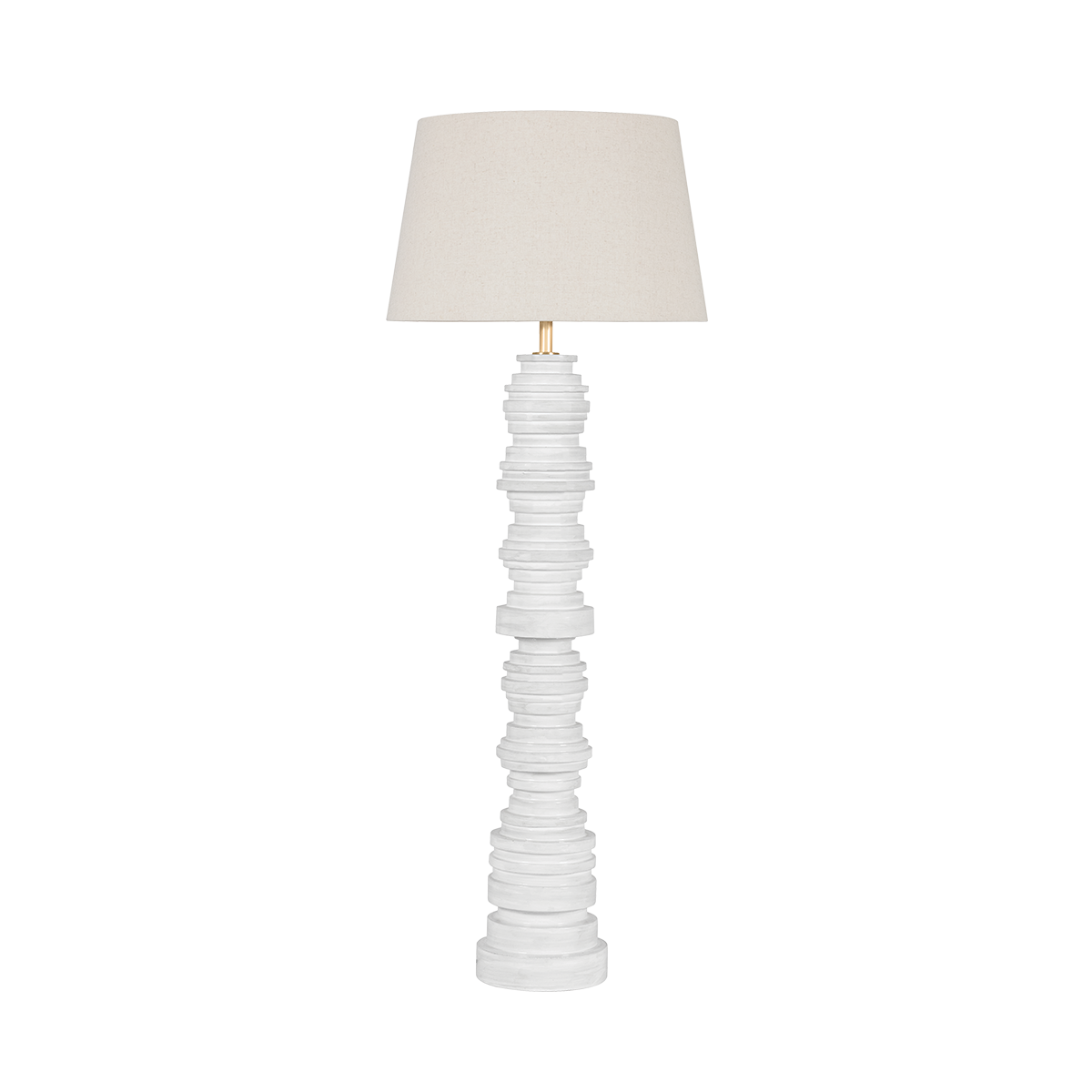WAYZATA FLOOR LAMP with AGED BRASS/ CERAMIC GLOSS IVORY Finish