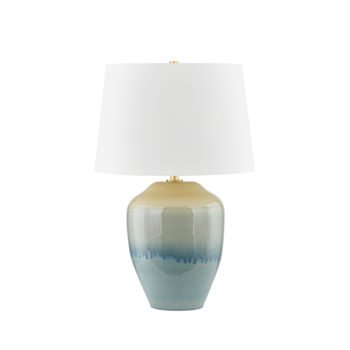 MONTVILLE TABLE LAMP with AGED BRASS/CERAMIC CRACKLE EMERALD TIDE Finish