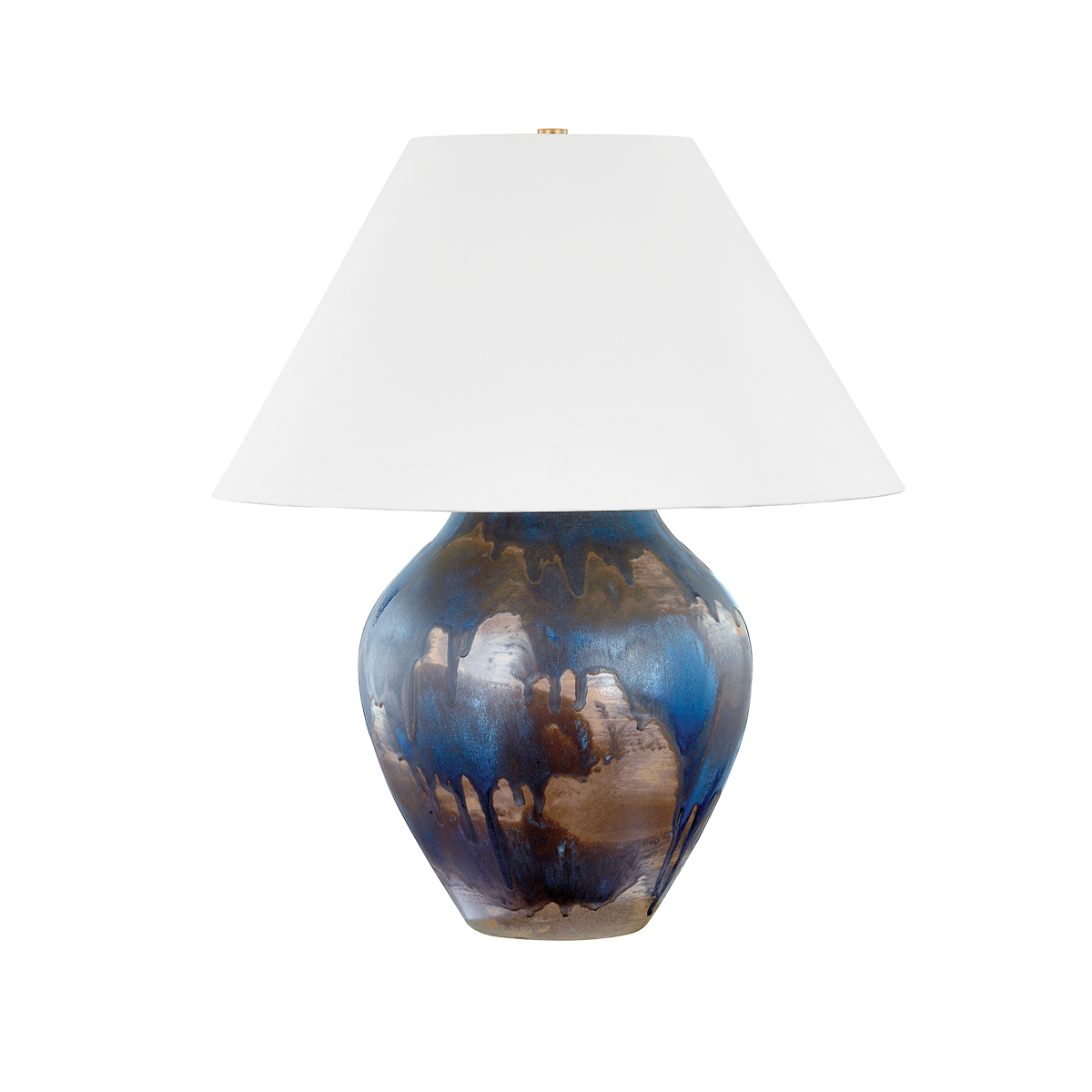 PLEASANTVILLE Table Lamp with Aged Brass/Ceramic Silt Blue Finish