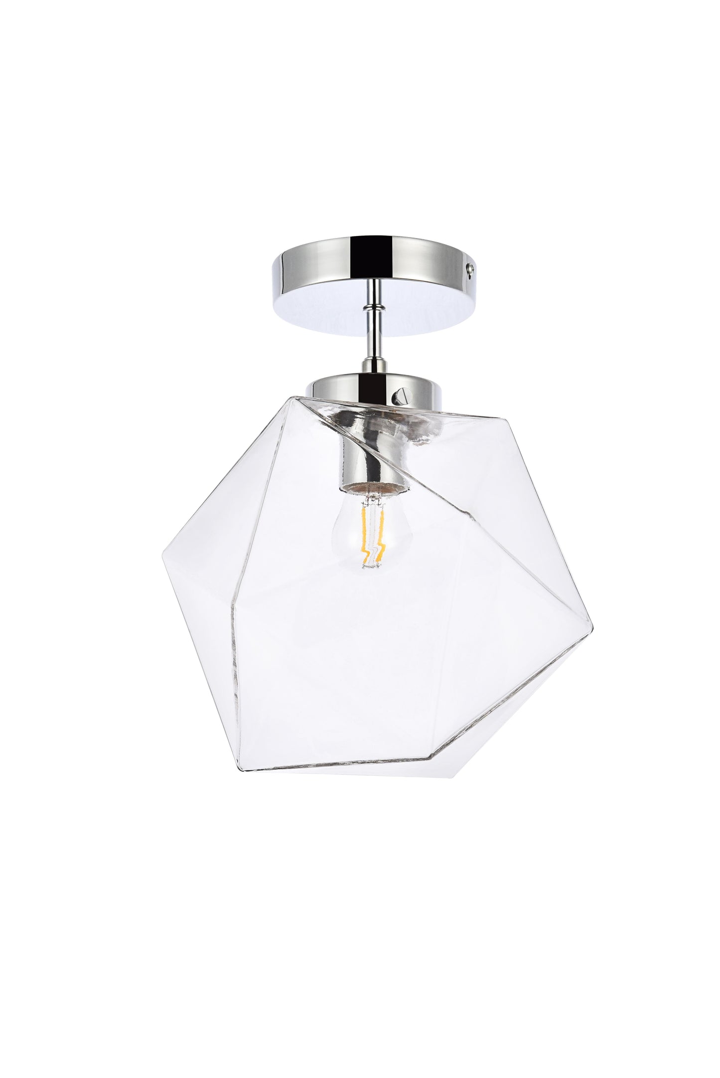 Lawrence 1 light chrome and clear glass flush mount