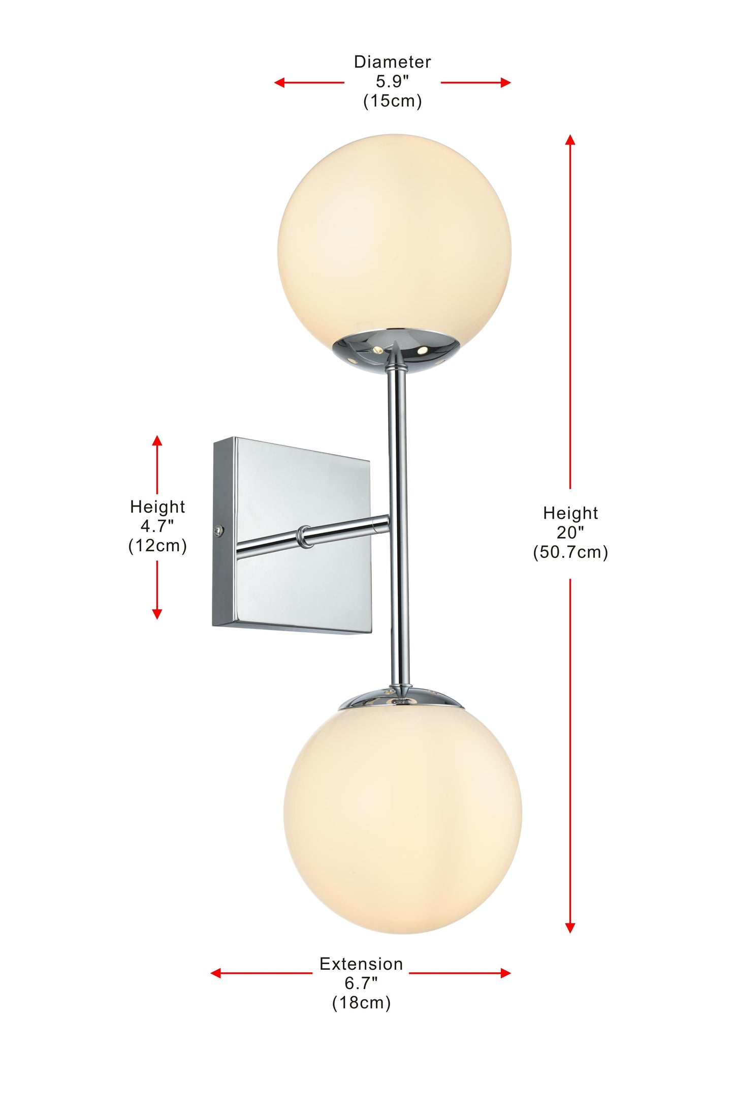 Neri 6 Inch Wall Sconce White Shade in Chrome