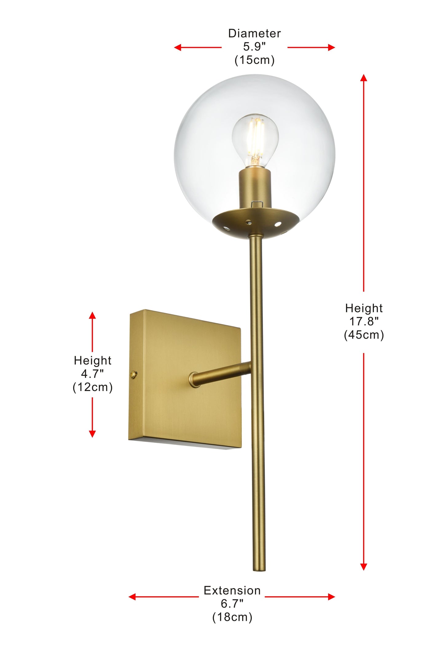 Neri 6 Inch Wall Sconce Clear Shade in Satin Gold