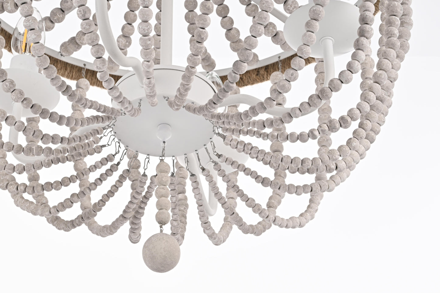 Jolie 20 inch Beaded Pendant in Antique White