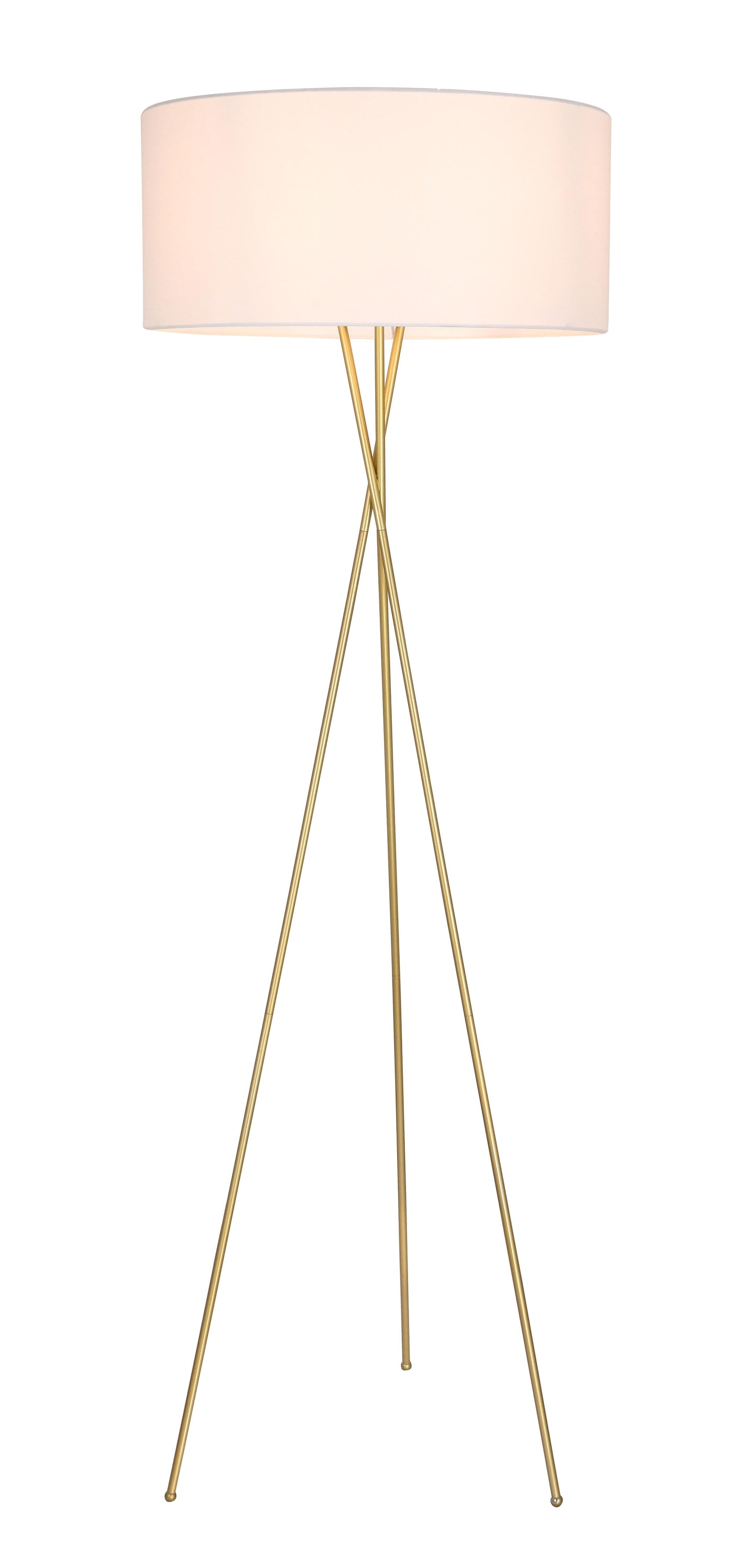 Cason 1 light Brass and White shade Floor lamp