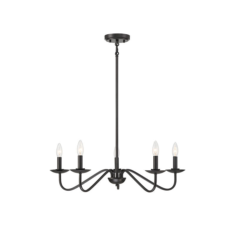 5-Light Chandelier in Matte Black Matte Black